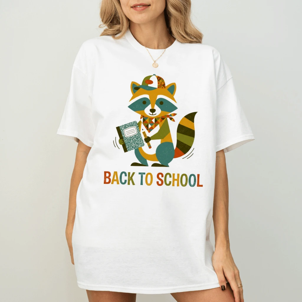Cute Varsity Raccoon Back To School T-shirt| School Kid Student Gift for Back in Class - back view