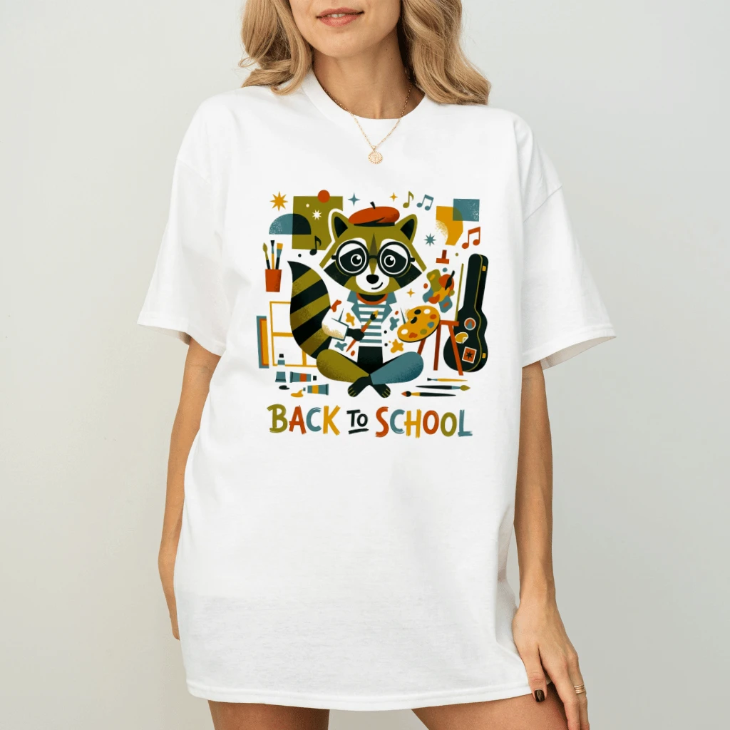 Back To School with Artist Raccoon T-shirt| Funny Art Teacher Gift for Raccoon Lover - back view