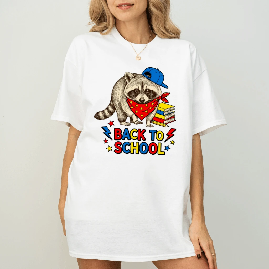 Cute Primary School Student Raccoon T-shirt| Funny Back To School Gift for Raccoon Lovers - back view