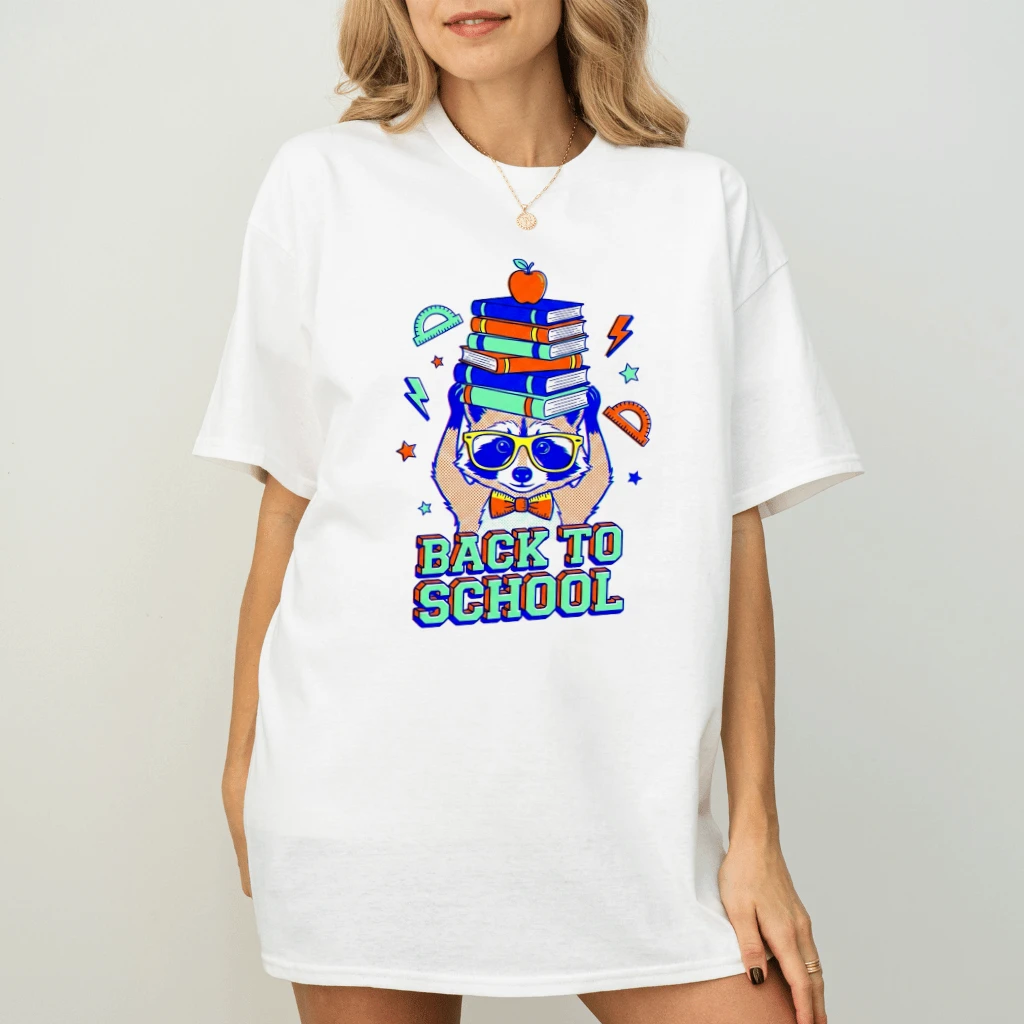 Cute Back To School Raccoon T-shirt| Funny Raccoon Student Gift for National Book Lovers Day - back view