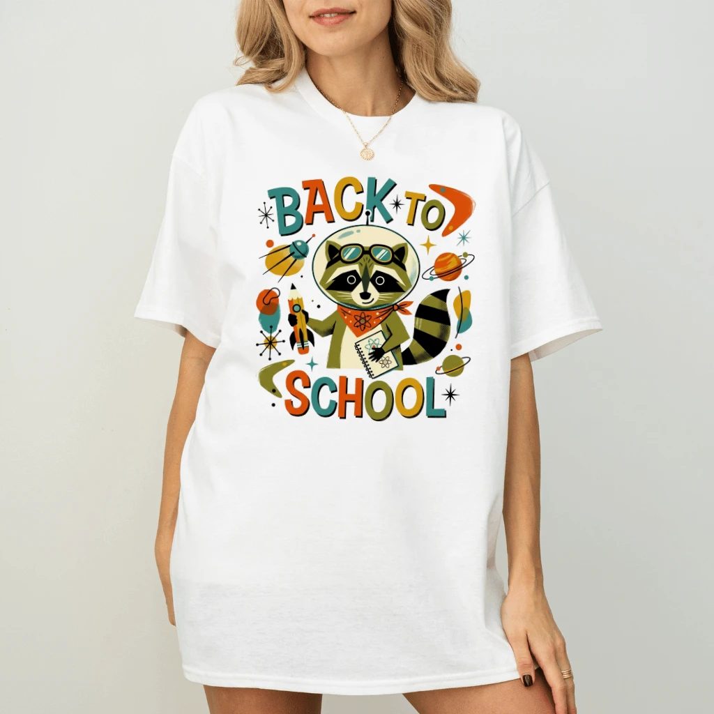 Back To School Astronaut Raccoon T-shirt| Cute Space Science Student Gift for First Day of School - back view