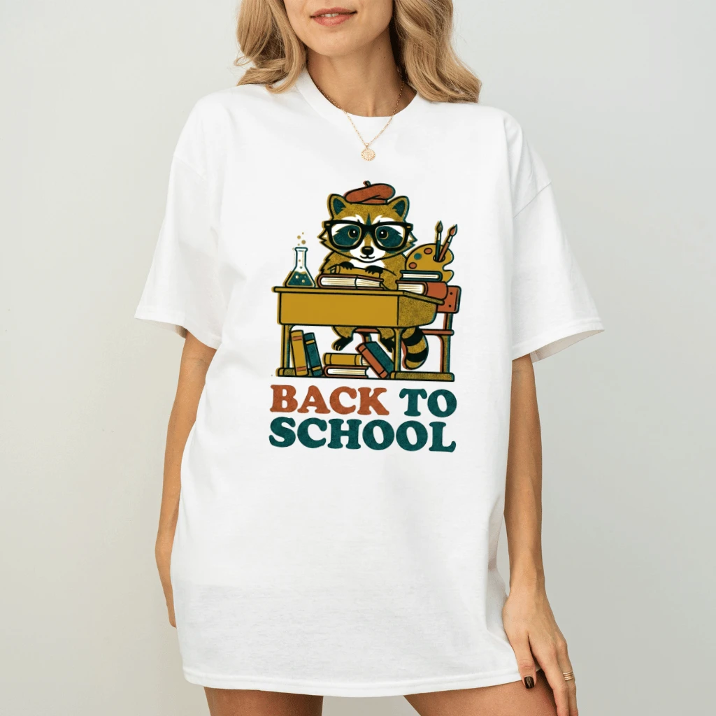 Cute Raccoon Reading Books Back To School T-shirt| Ideal Gift for National Book Lovers Day - back view