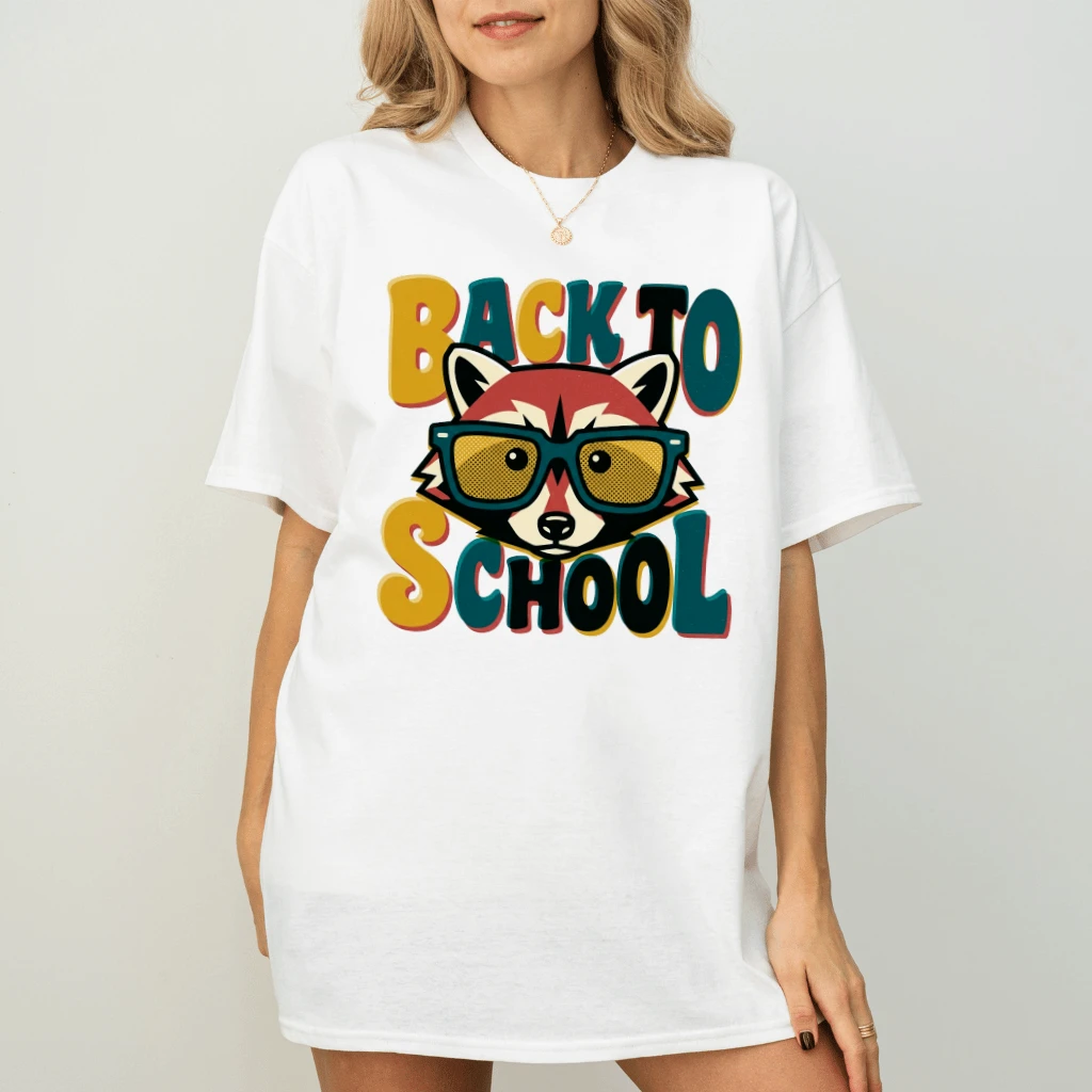 Retro Raccoon Back To School T-shirt| Cute Nerd Student Teacher Gift for Him & Her - back view