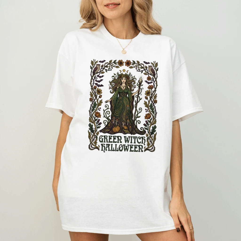 Green Witch Halloween T-shirt| Feminist Gothic Halloween Gift for women - back view