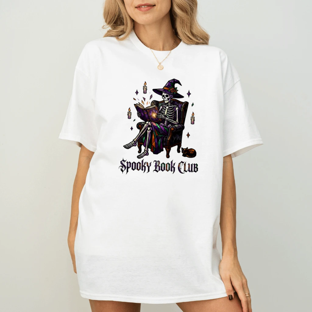 Spooky Book Club Halloween Witch T-shirt| Bookish Halloween Gift for Readers - back view