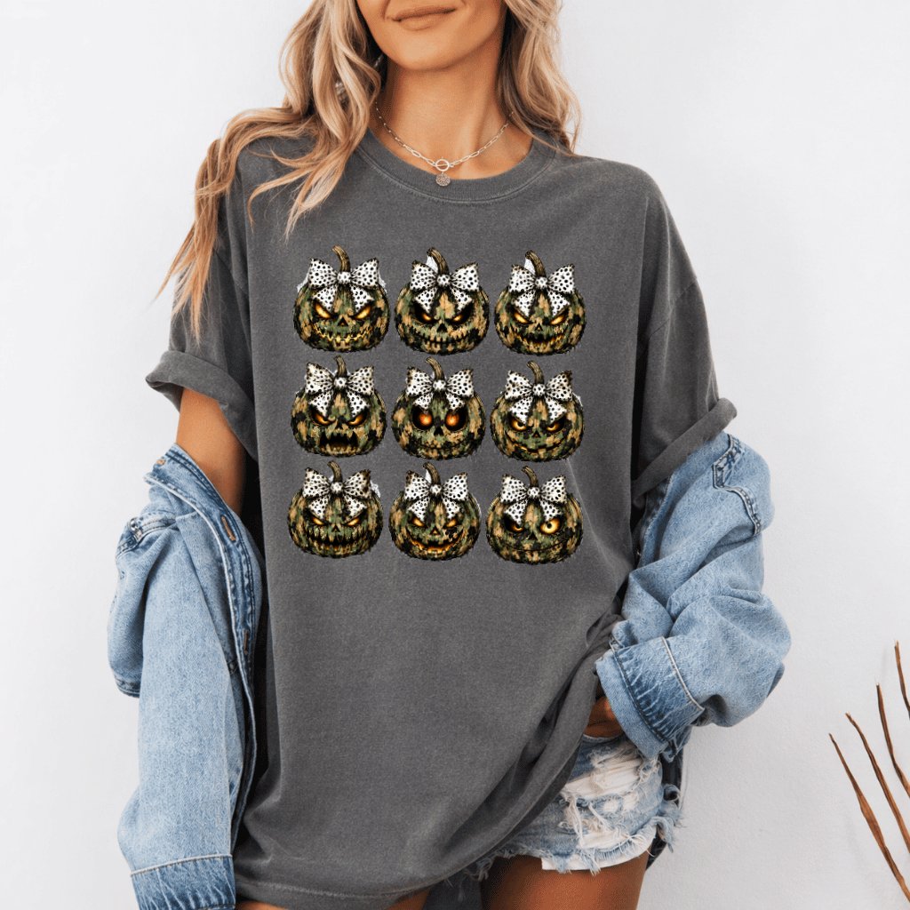 Comfort Colors Spooky Jack O Lantern Shirt| Creepy Pumpkin Halloween Gift for Her - back view