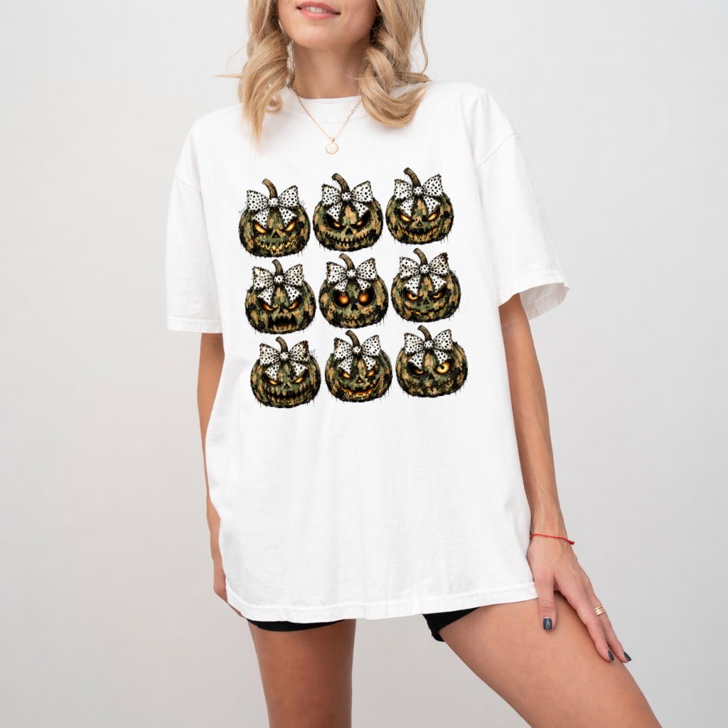 Comfort Colors Spooky Jack O Lantern Shirt| Creepy Pumpkin Halloween Gift for Her - detail view