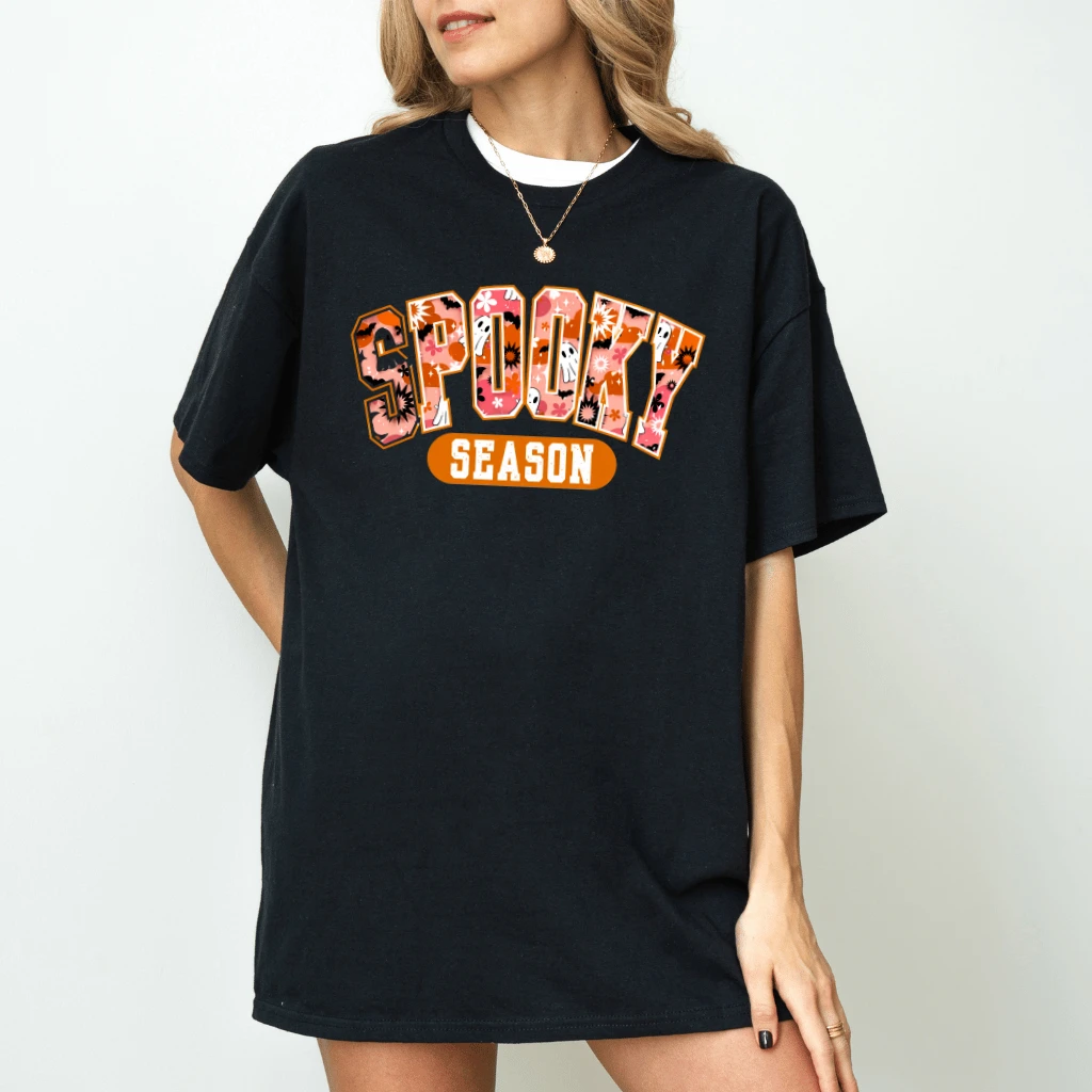 Spooky Season Halloween Ghost T-shirt| Cute Halloween Gift for men women - back view
