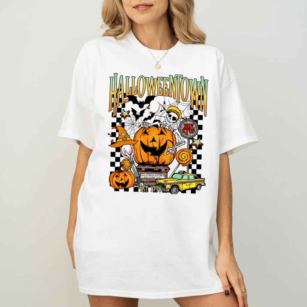 Funny Halloween Town T-shirt| Cute Pumpkin Halloween Gift for men & women - back view