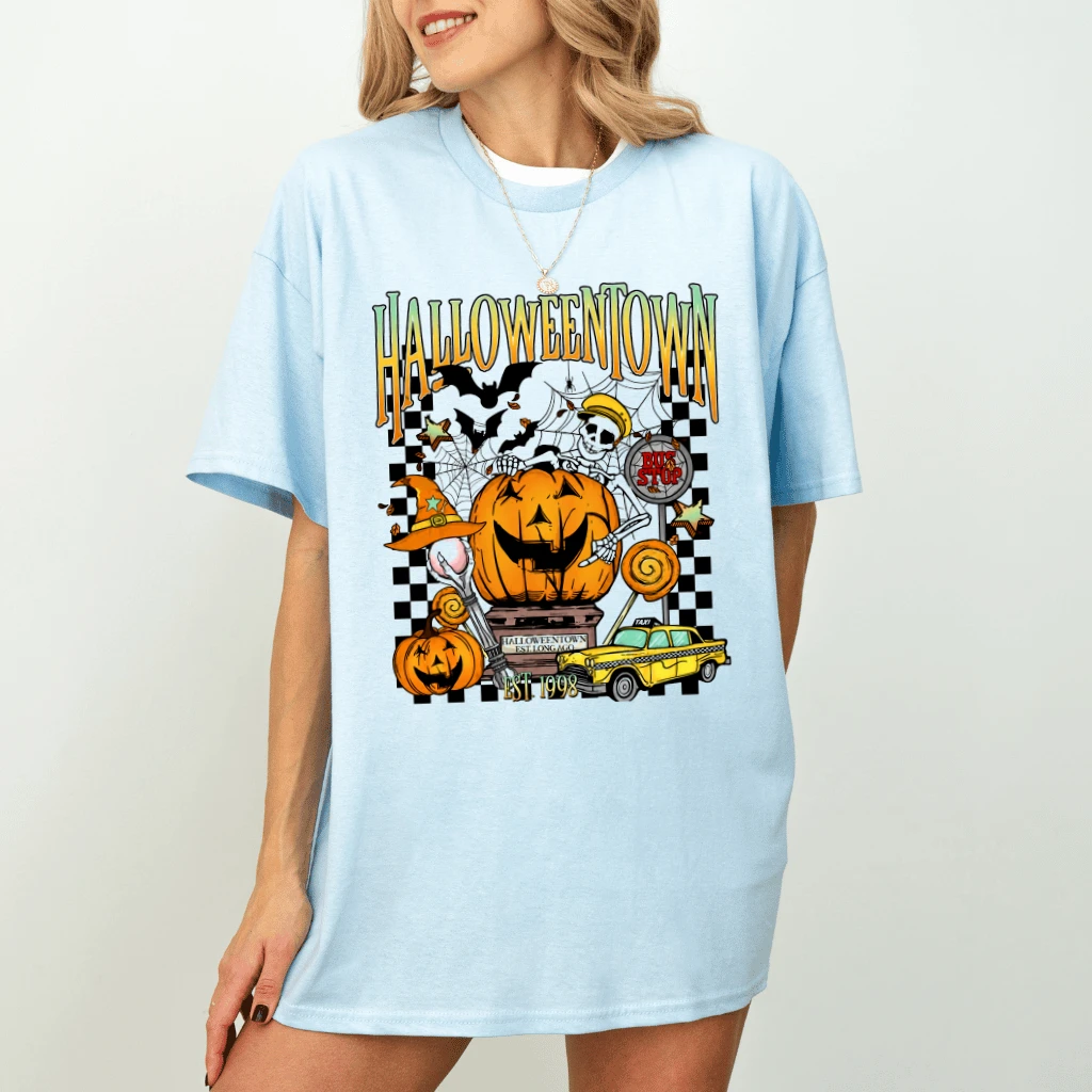 Funny Halloween Town T-shirt| Cute Pumpkin Halloween Gift for men & women - detail view