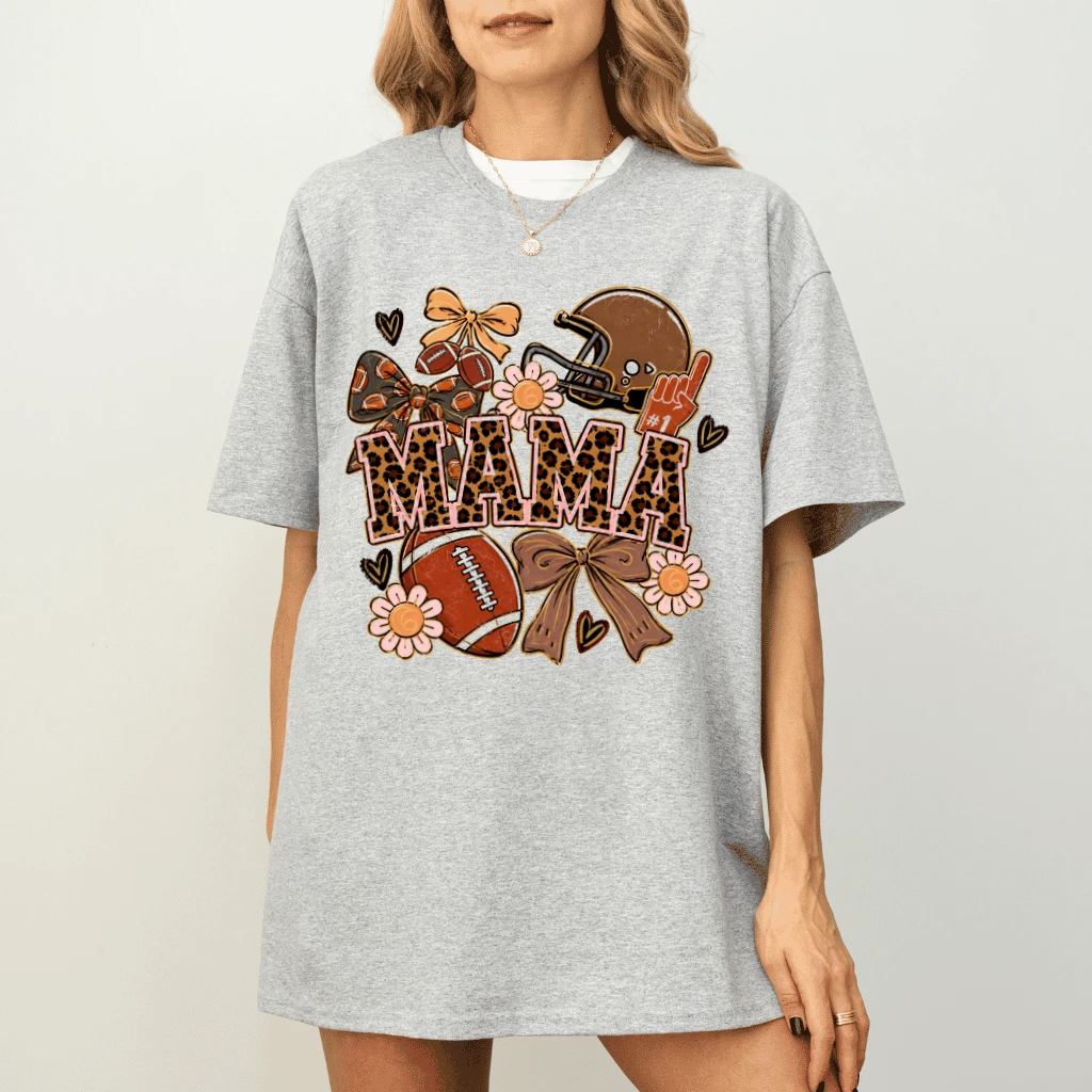 Coquette Mama Gameday Season T-shirt| Fall Football Gift for Her - detail view