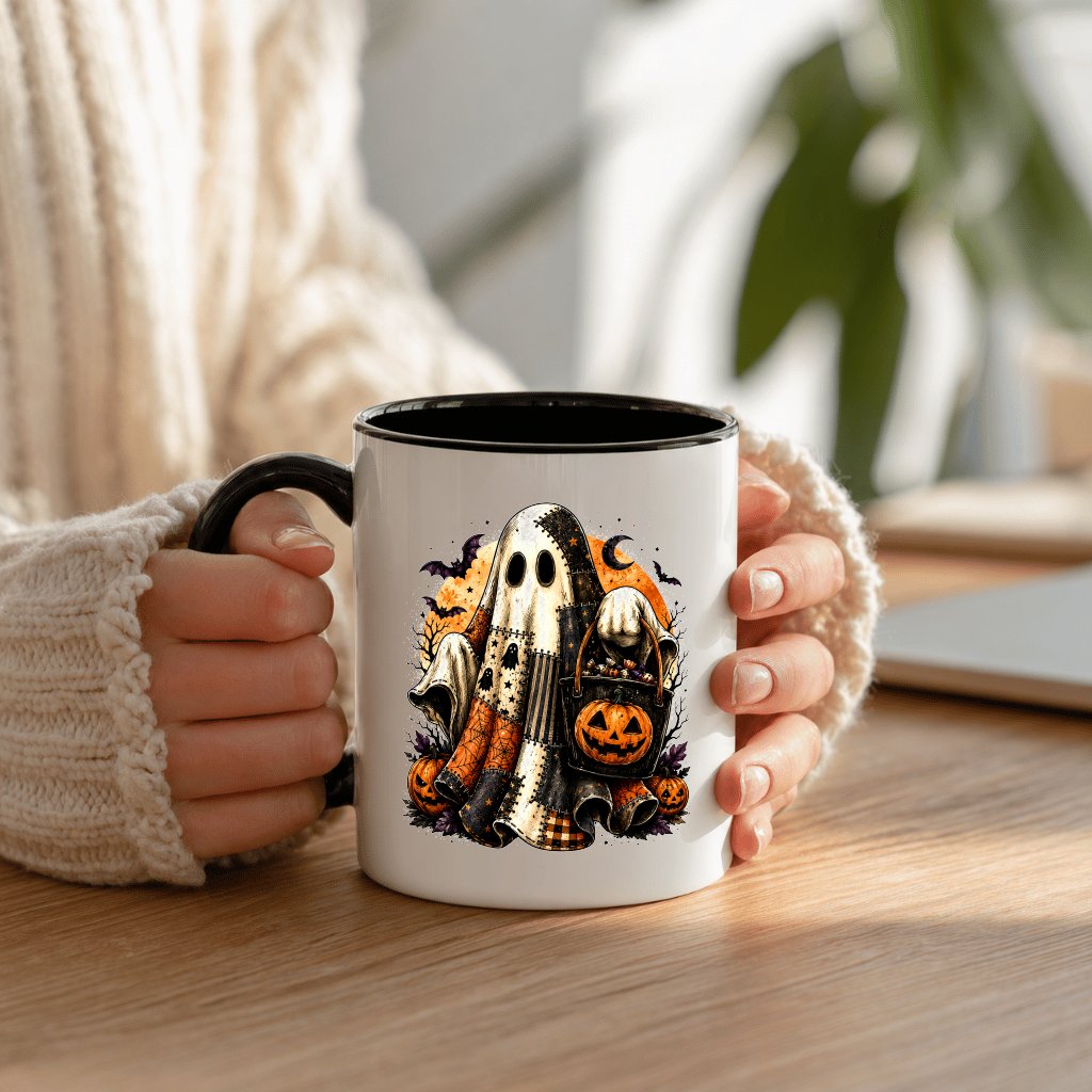Halloween Boo Accent Mug | Funny Halloween Ghost Gift for Drinking Coffee Lovers - back view
