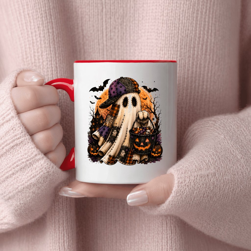 Halloween Boo Accent Mug | Funny Pumpkin Candy Bucket Halloween Gift for Coffee Cup Lover - detail view