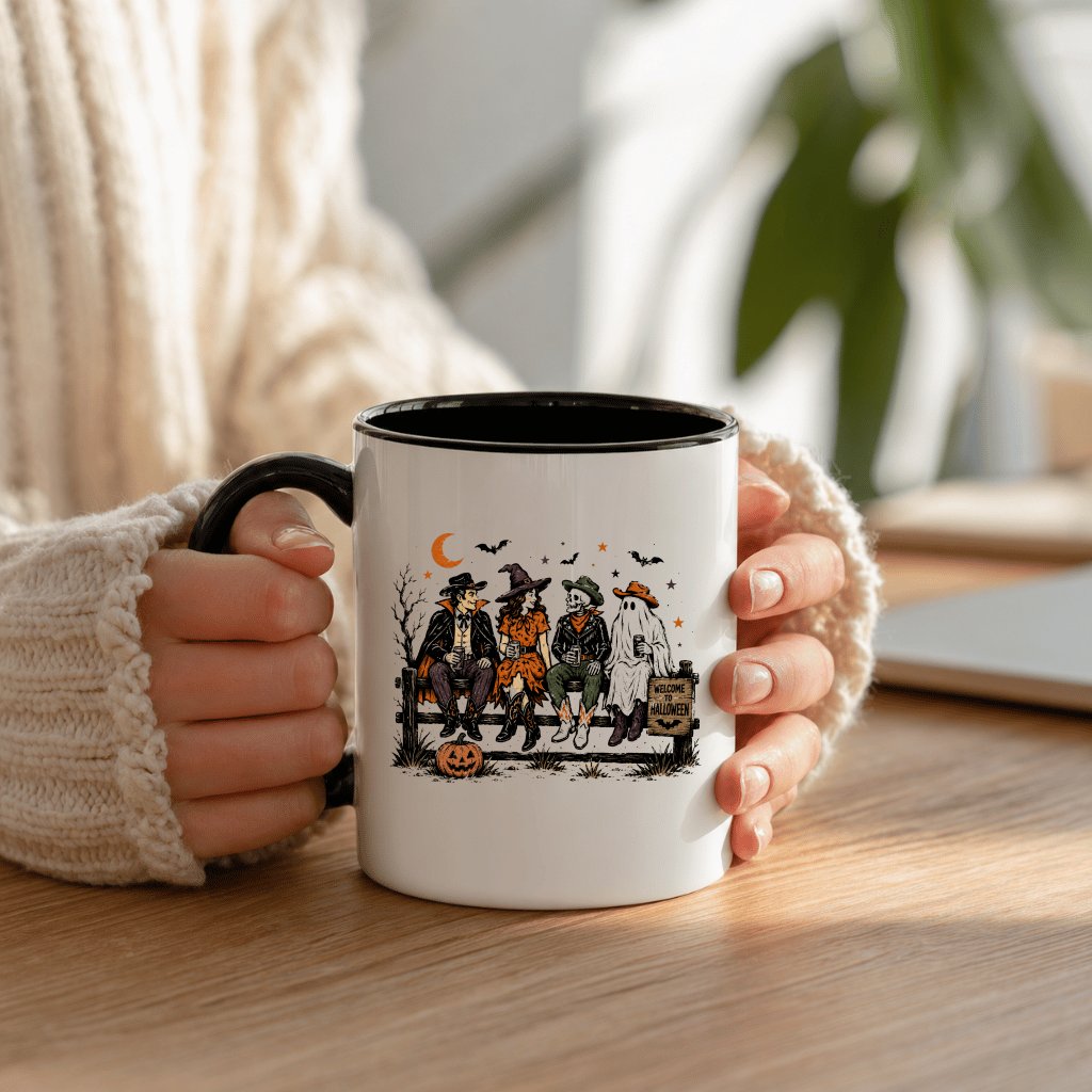 Spooky Cowboy Friends Western Halloween Accent Mug| Funny Gift for Halloween Party - back view