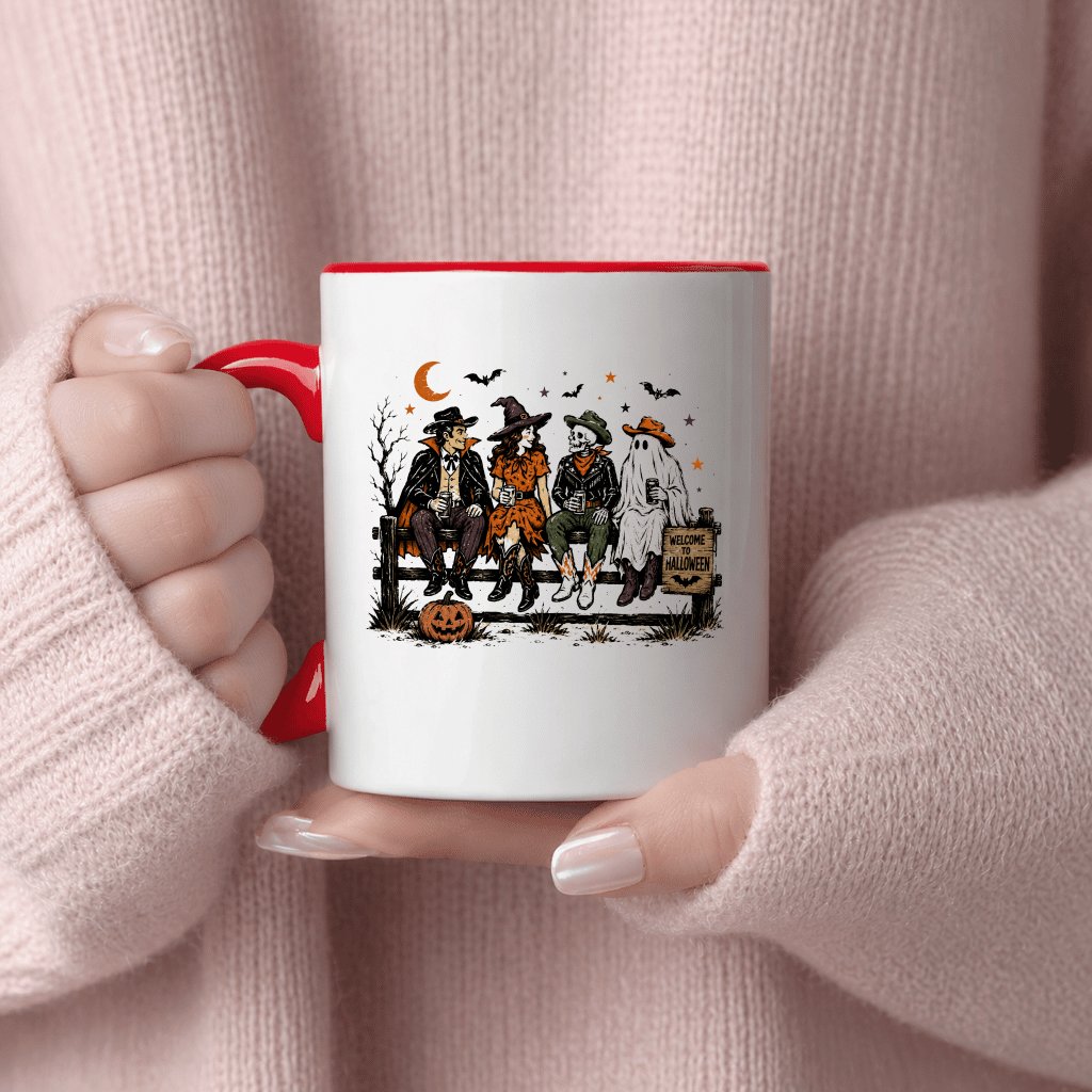 Spooky Cowboy Friends Western Halloween Accent Mug| Funny Gift for Halloween Party - detail view