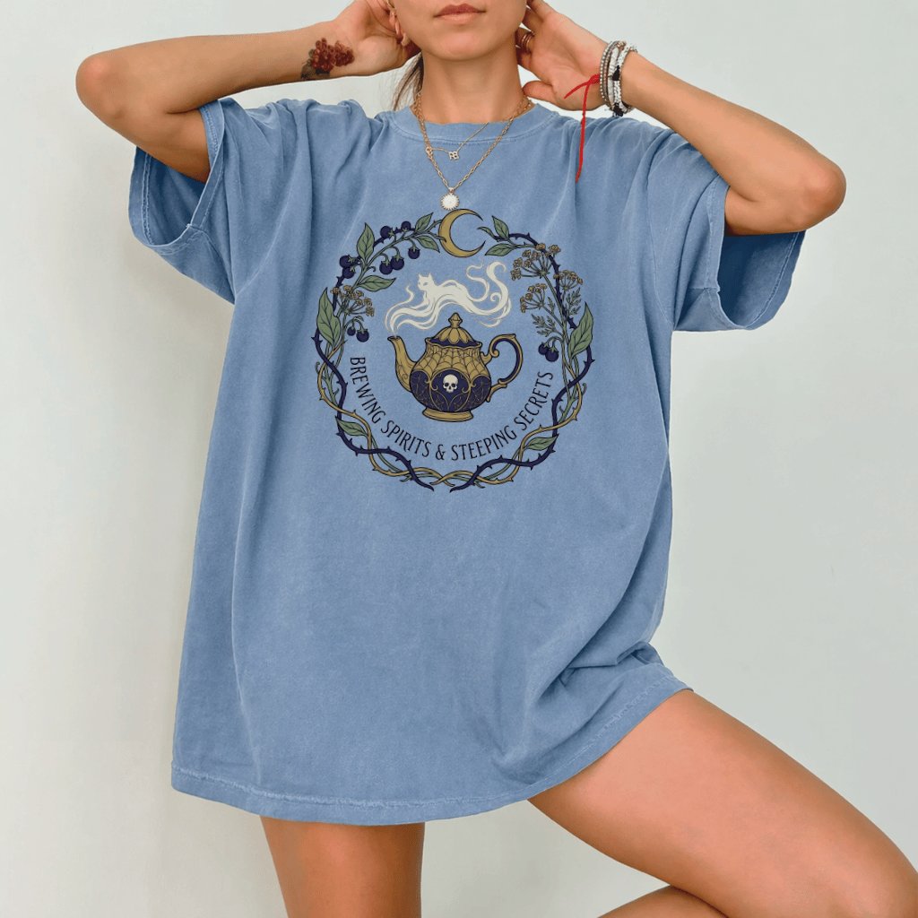 Comfort Colors Magic Teapot Spooky Halloween Shirt| Spooky Vibes Gift for Her - detail view