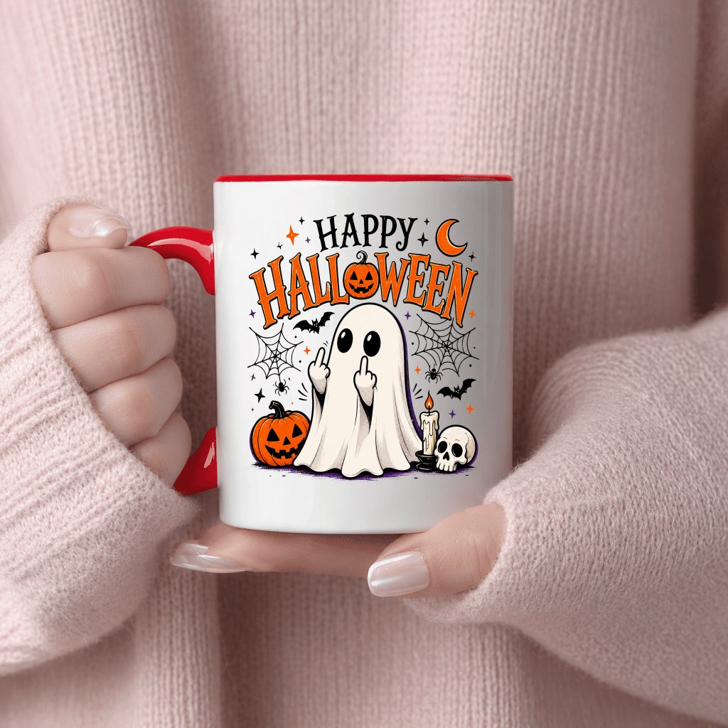 Happy Halloween Figurine-Spooky Ghost Accent Mug| Funny Halloween Gift for Him & Her - detail view