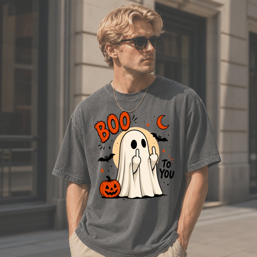 Comfort Colors Boo To You Funny Halloween Ghost Shirt| Spooky Halloween Gift for Him & Her - back view