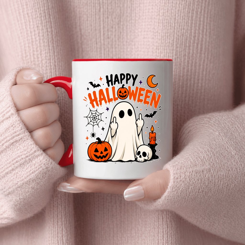 Figurine-Spooky Halloween Ghost Accent Mug| Funny Halloween Gift for Him & Her - detail view