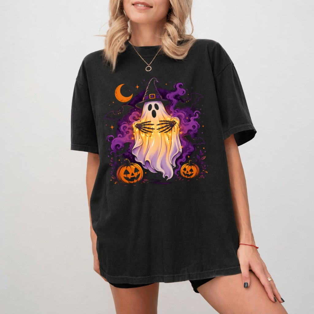Comfort Colors Skeleton Hands Halloween Witch Ghost Shirt | Funny Halloween Boo Gift for Him & Her - back view