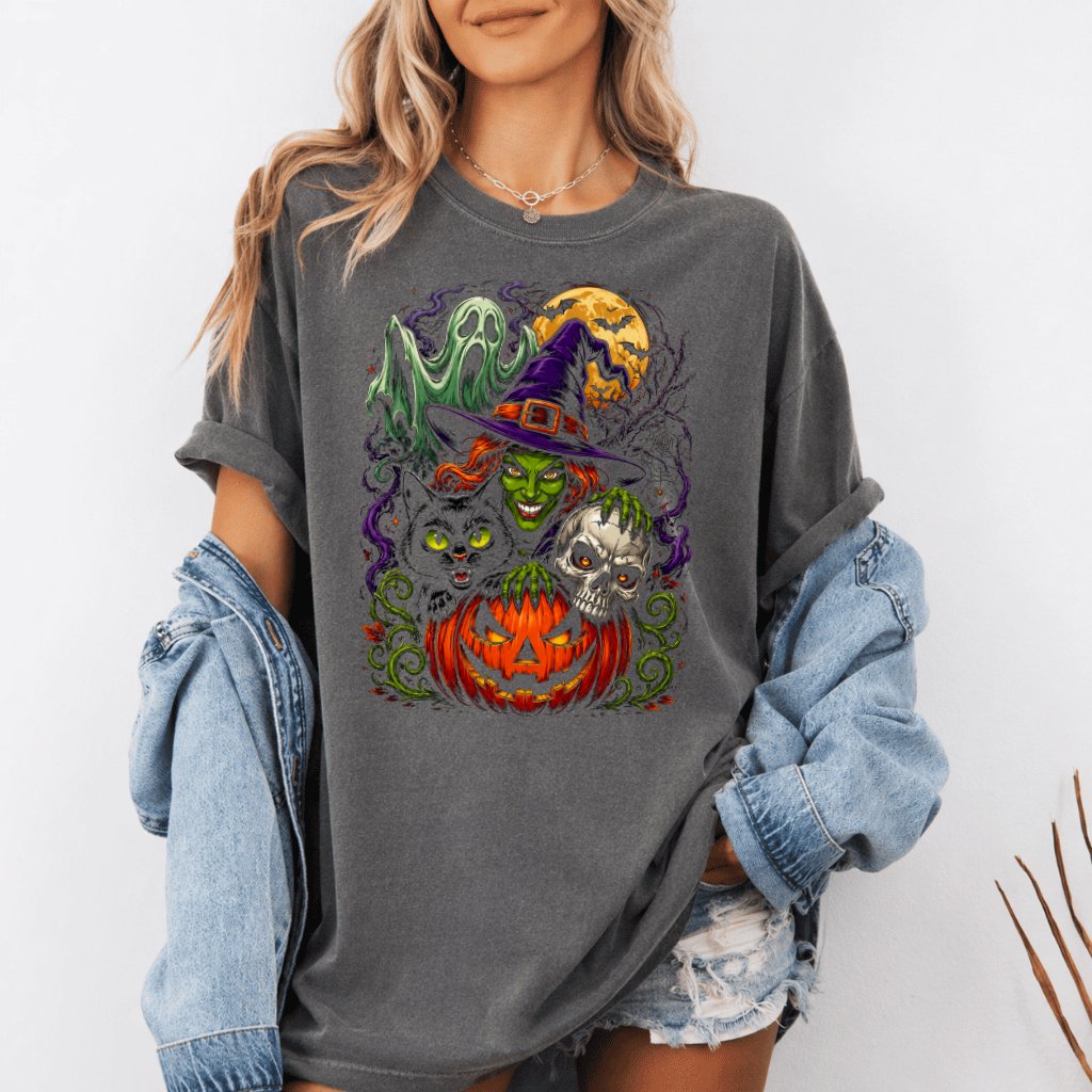 Comfort Colors Spooky Halloween Witch Shirt | Scary Halloween Characters Gift for Her - back view