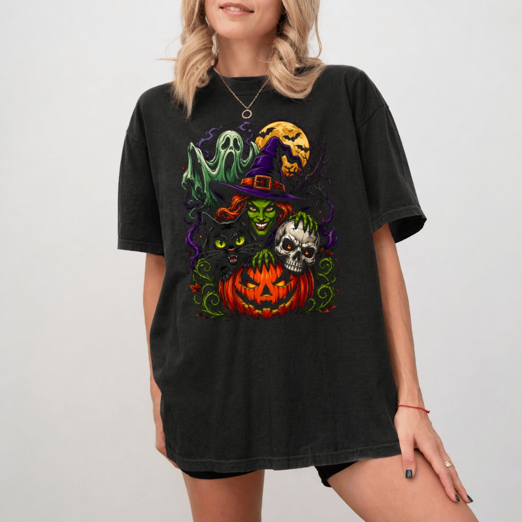 Comfort Colors Spooky Halloween Witch Shirt | Scary Halloween Characters Gift for Her - detail view