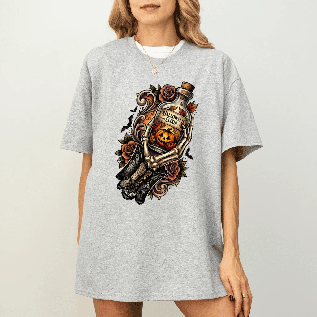 Witchy Potion Halloween T-shirt for women| Gothic Halloween Gift for Her - detail view