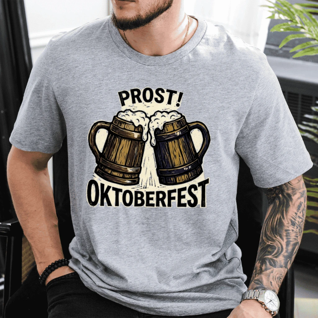 Prost Oktoberfest Beer Shirt| Funny German Oktoberfest Gift for Drinking Beer Lovers - detail view