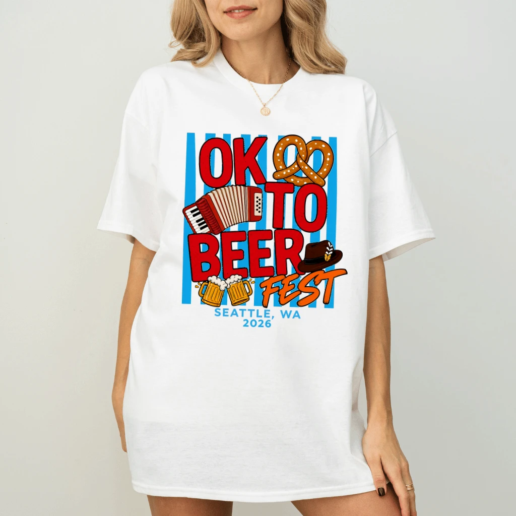 Ok To Beer Fest Funny Oktoberfest 2026 T-shirt | Ideal Gift for Beer Drinking Lovers - back view