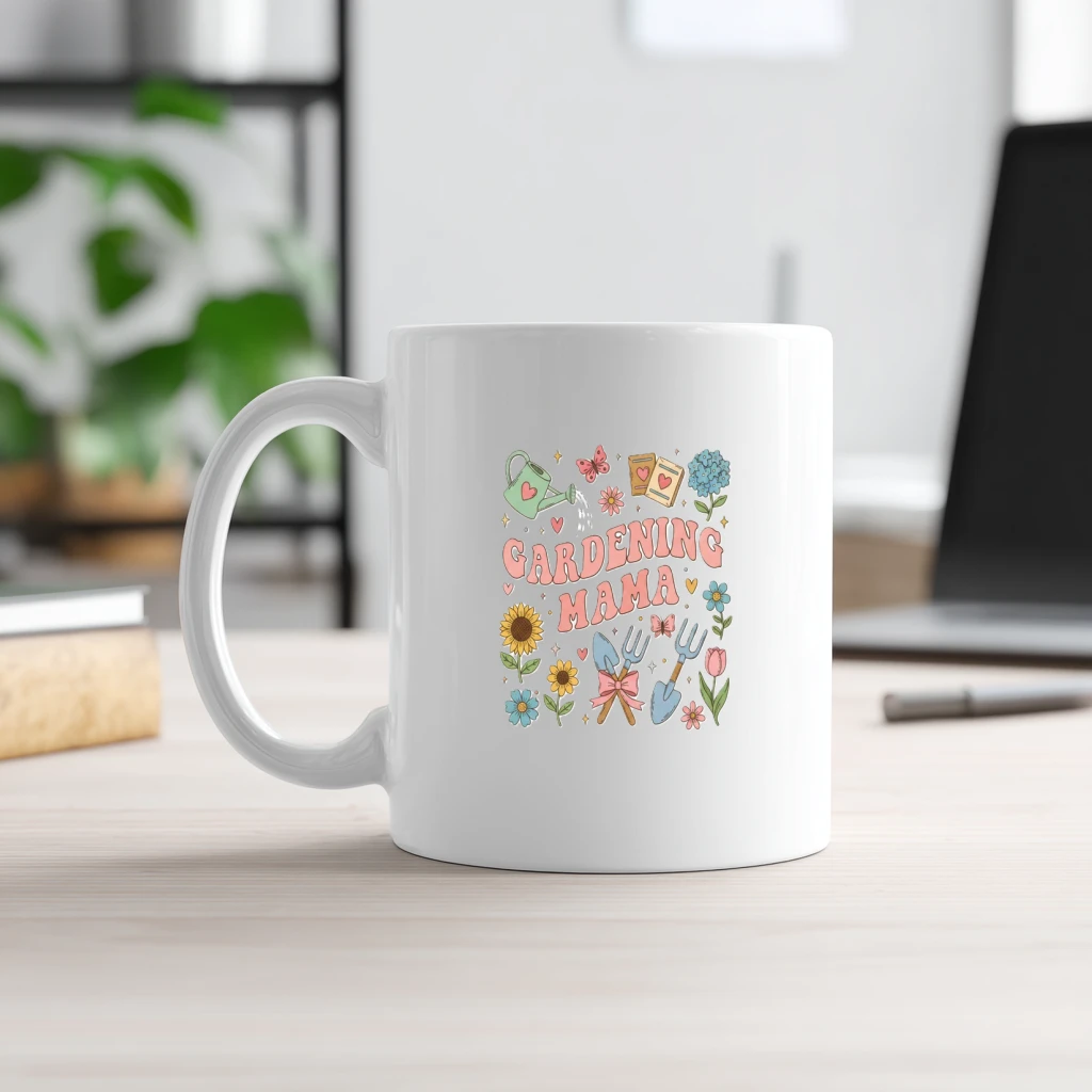 Gardening Mama White Mug – Mother's Day Gift for Mom - front view