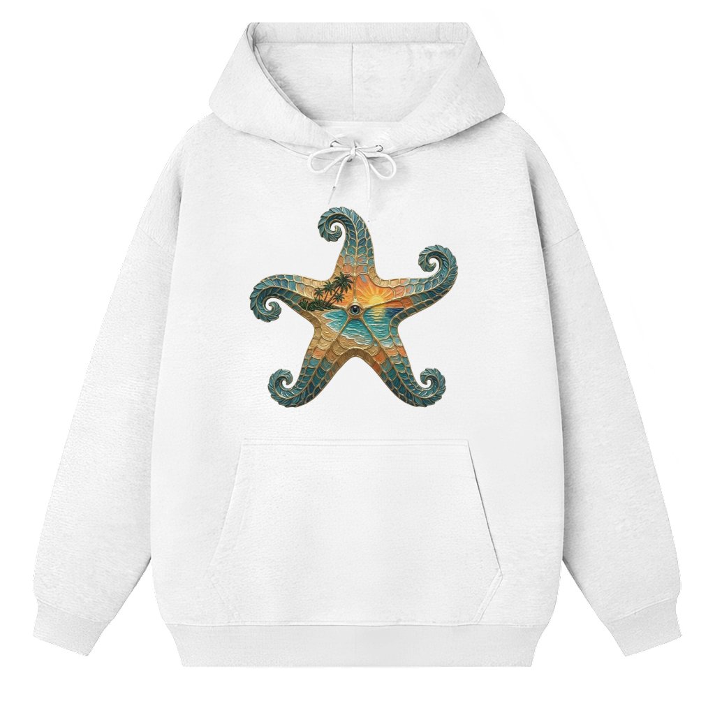 Tropical Starfish Eye Graphic Hoodie - Unique Ocean Art Streetwear - front view