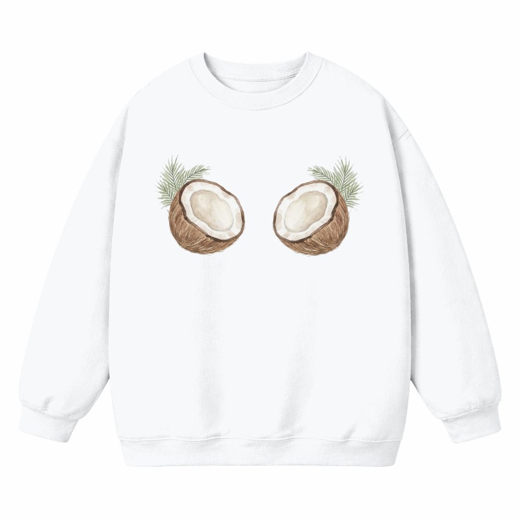 Funny Coconut Halves Sweatshirt - Cute Tropical Beach Joke Pullover - front view