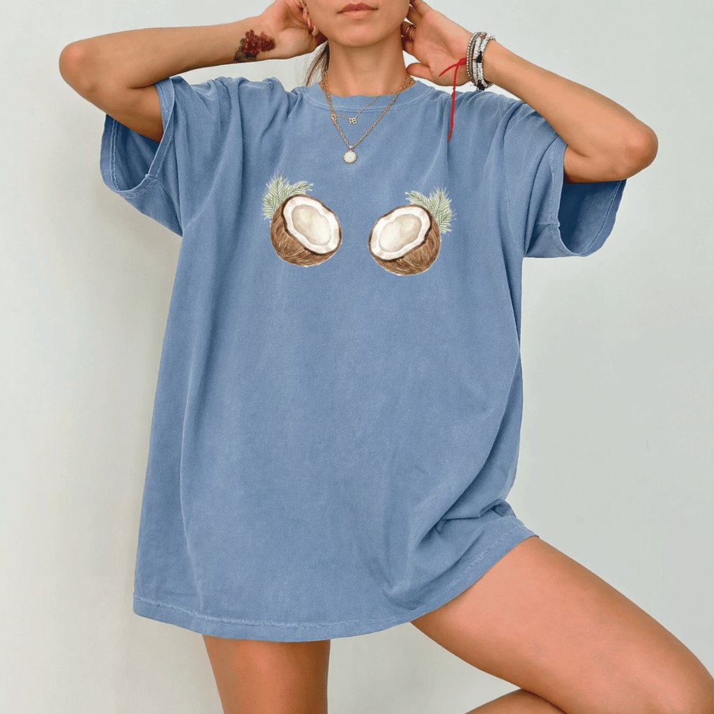 Comfort Colors Funny Coconut Bra Shirt - Premium Soft Summer Vacation Tee - back view