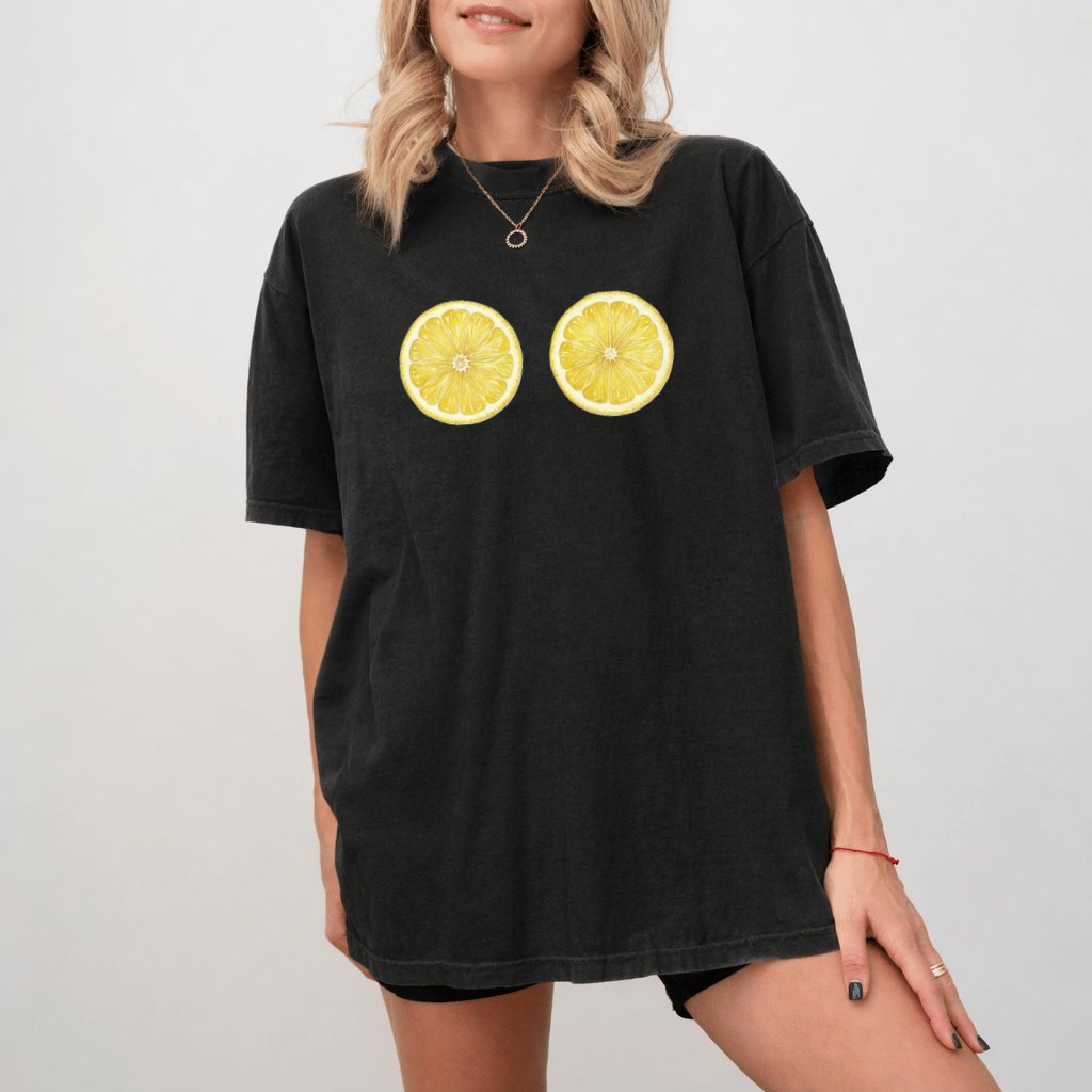 Comfort Colors Funny Lemon Shirt - Premium Soft Citrus Fruit Tee - detail view