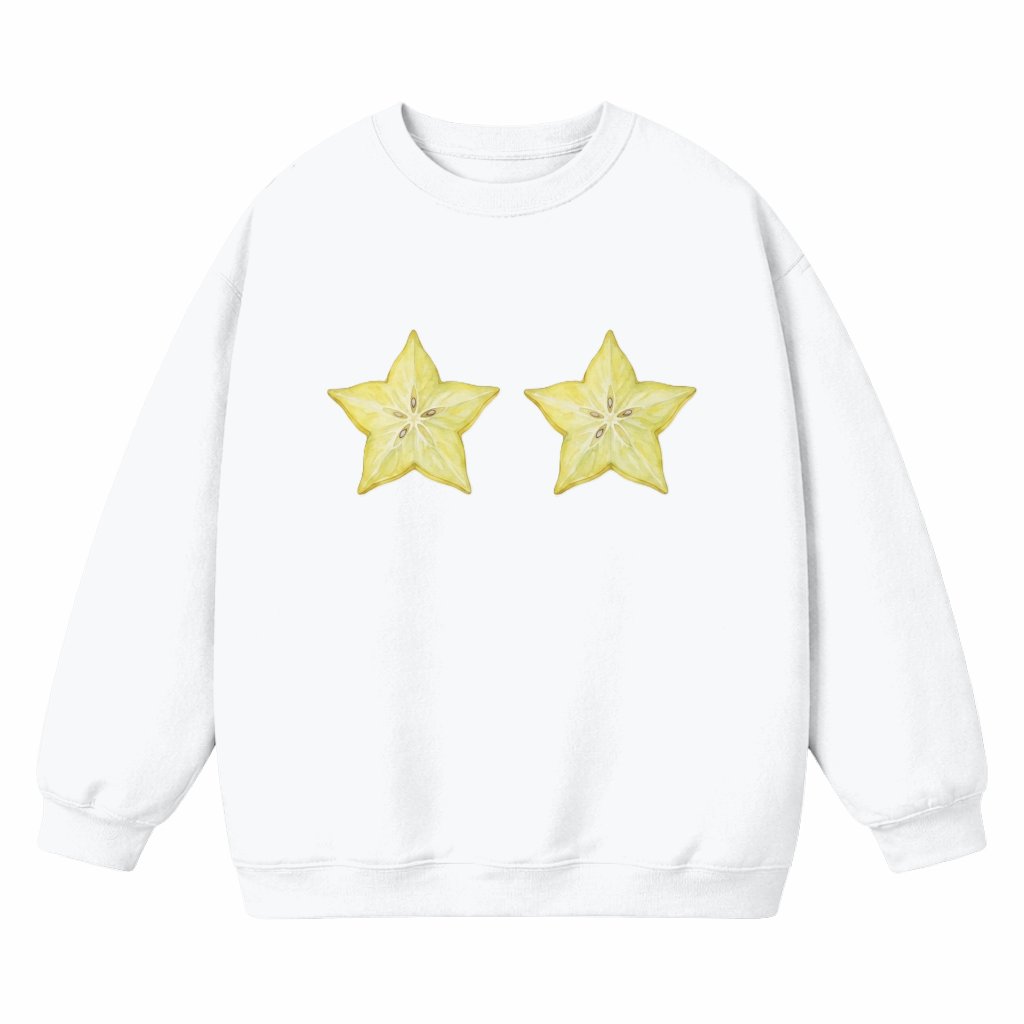 Funny Starfruit Slices Sweatshirt - Humorous Exotic Fruit Pullover - front view