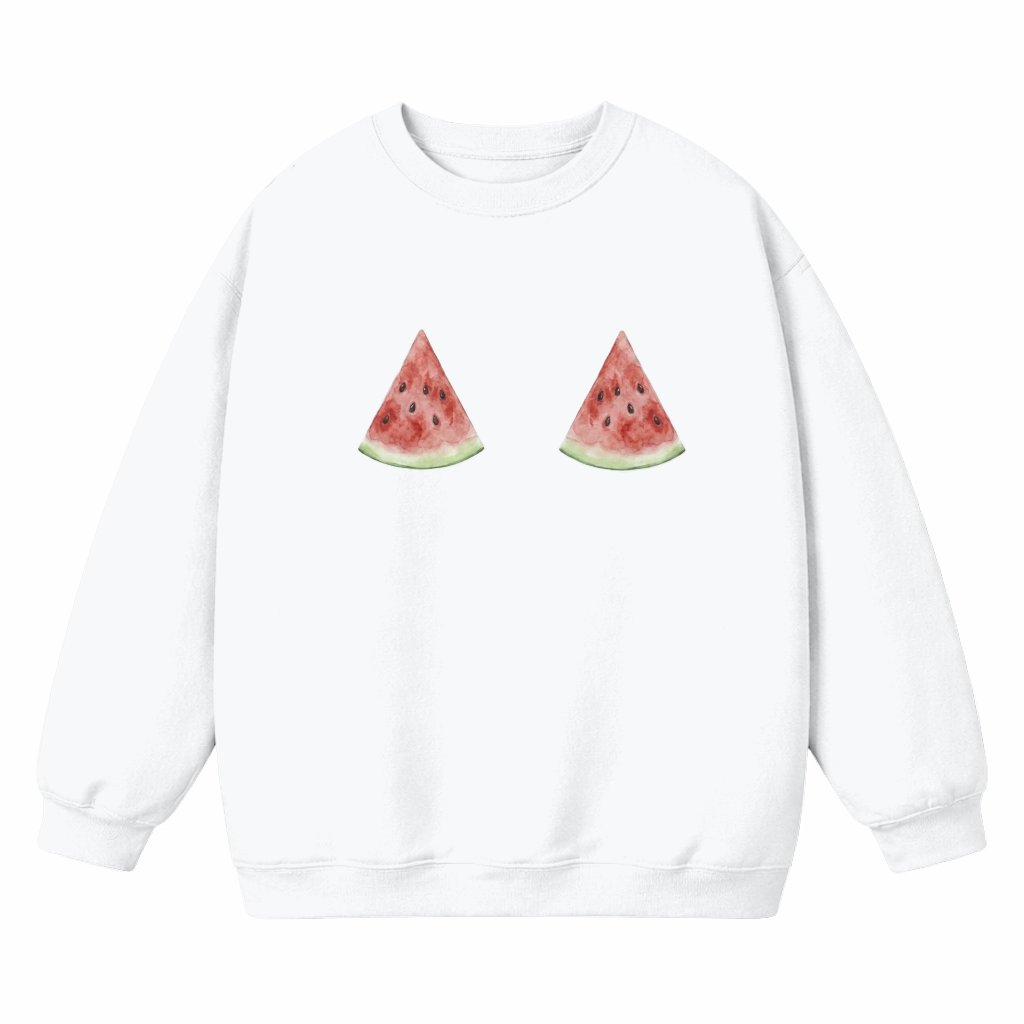 Funny Watermelon Slices Sweatshirt - Humorous Summer Fruit Pullover - front view
