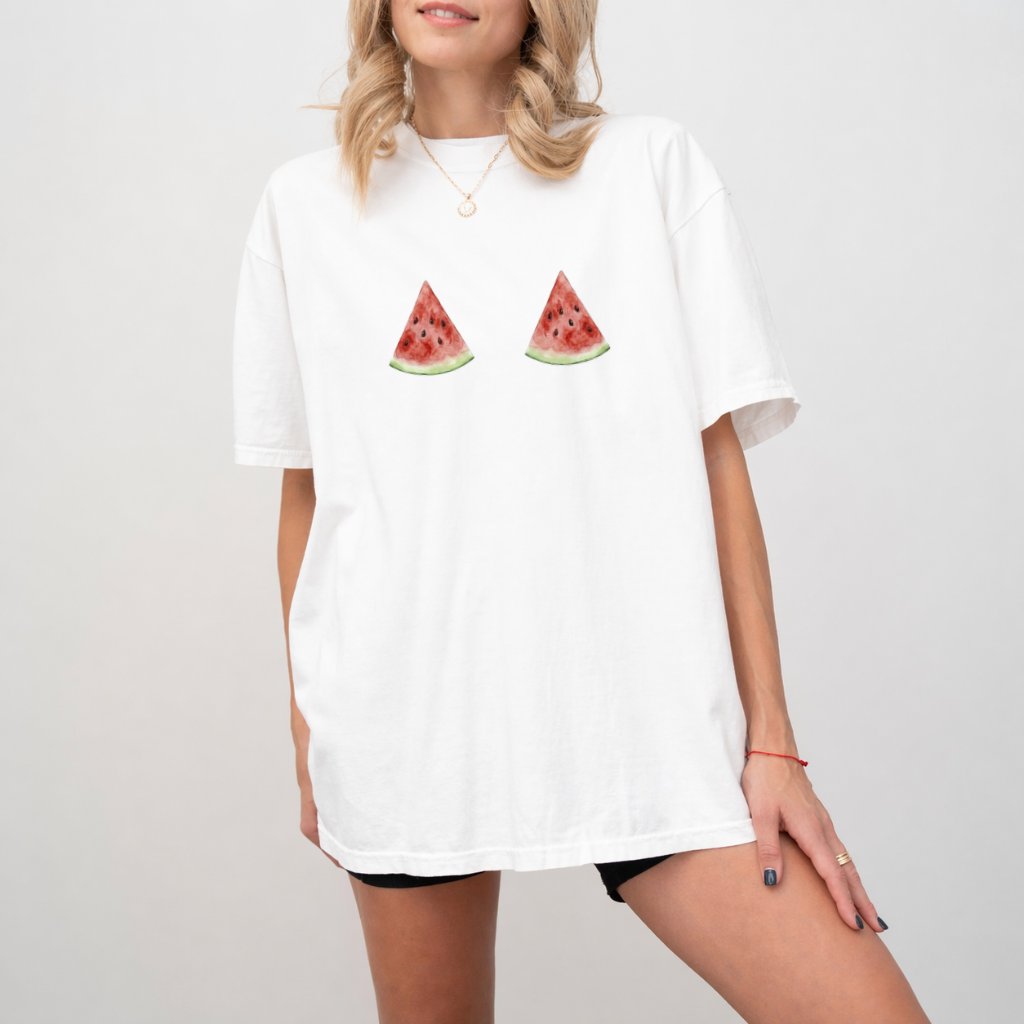 Comfort Colors Funny Watermelon Shirt - Premium Soft Summer Melon Tee - detail view