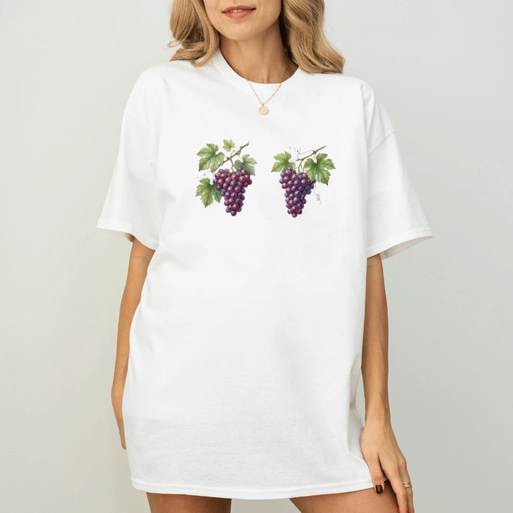 Funny Grapes Bra Graphic T-Shirt - Cute Summer Fruit Graphic Tee - back view