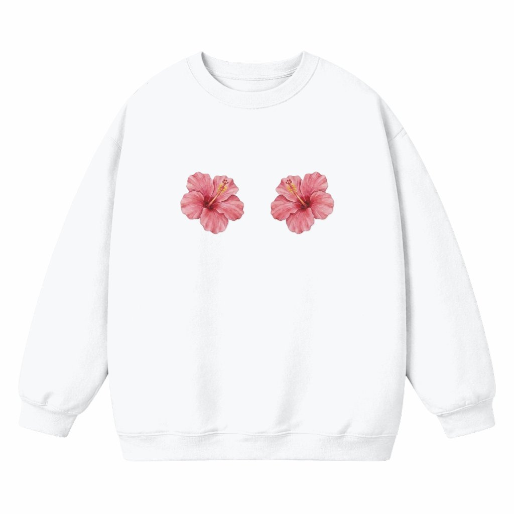 Funny Hibiscus Flowers Sweatshirt - Humorous Hawaiian Vacation Pullover - front view