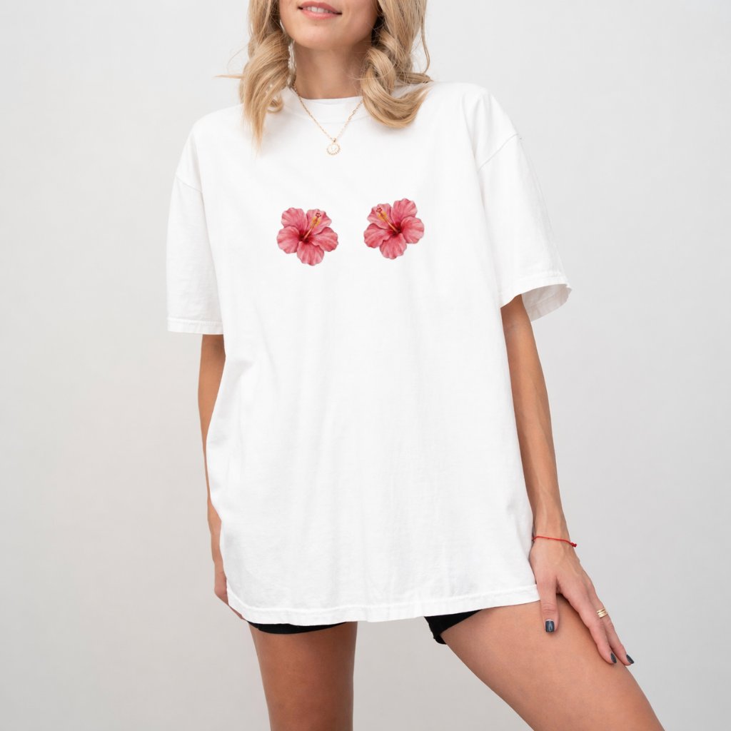 Comfort Colors Funny Hibiscus Shirt - Premium Soft Tropical Flower Tee - back view