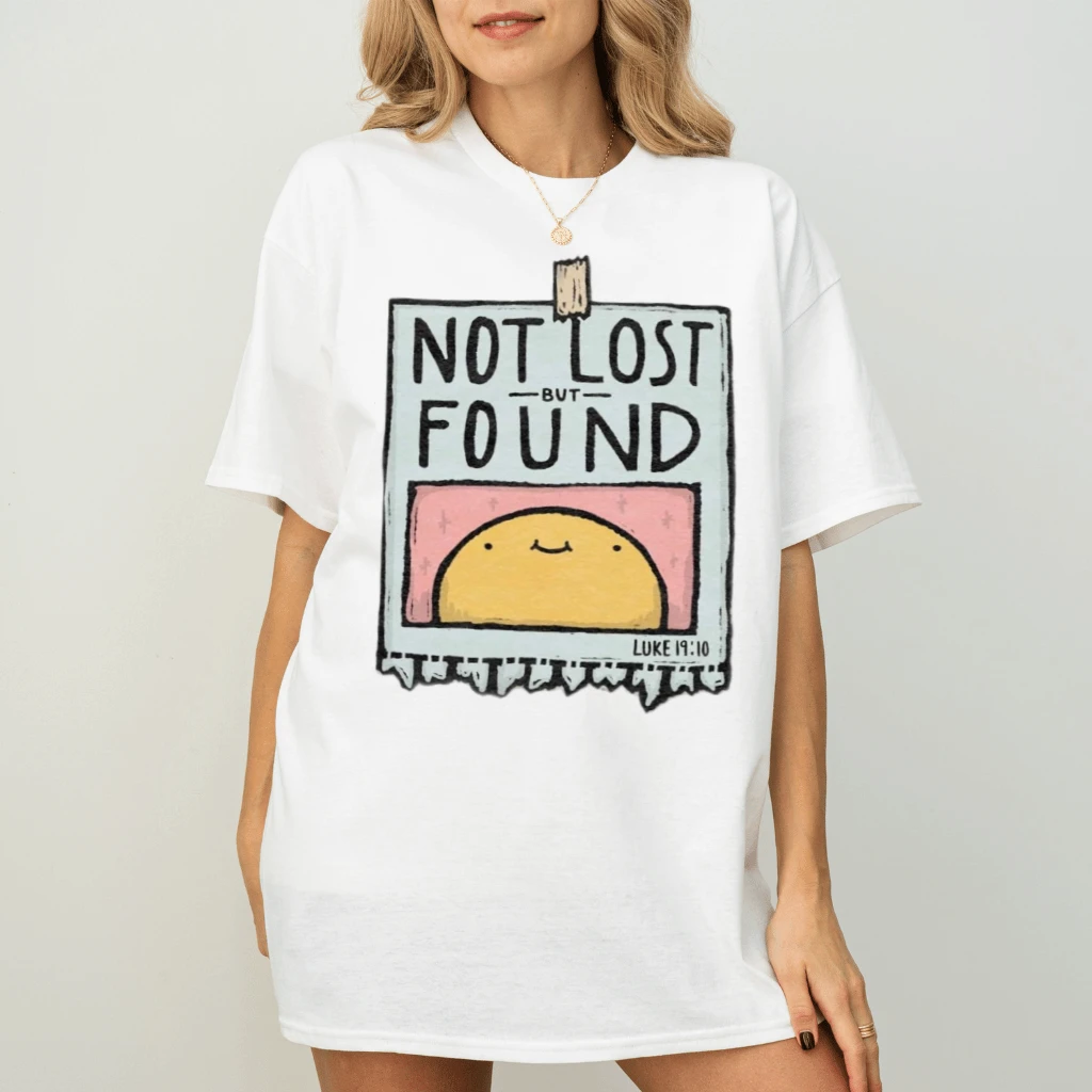 Not Lost But Found Luke 19:10 T-Shirt - Cute Christian Faith Graphic Tee - back view