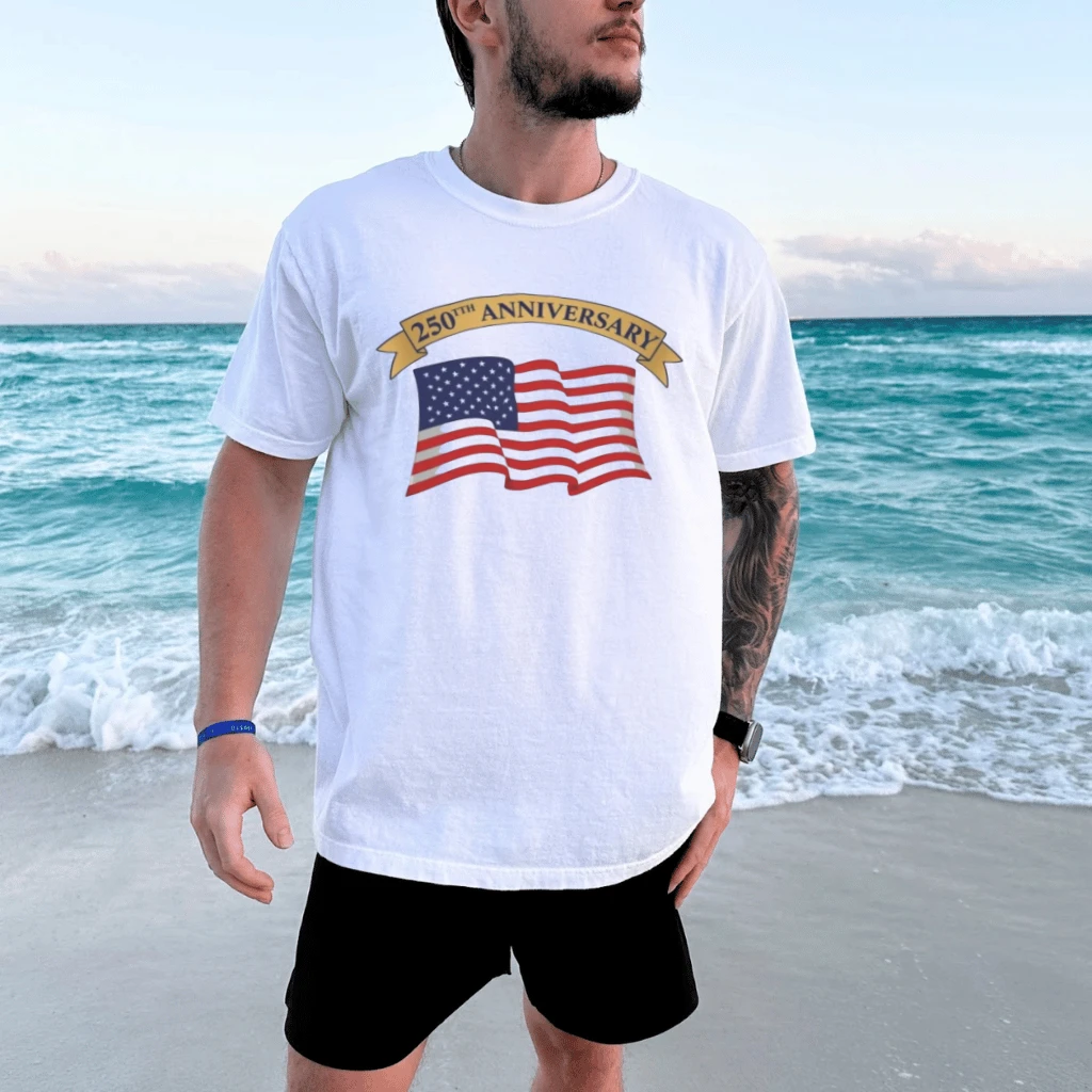 1776-2026 US 250th Anniversary T-Shirt | Patriotic American Flag Tee - detail view