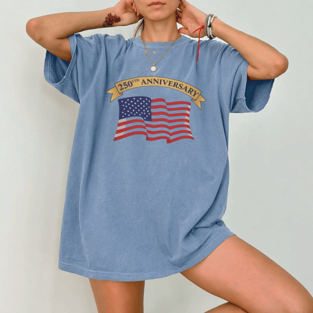 Comfort Colors 250th Anniversary USA Shirt | Retro 1776-2026 Flag Tee - back view