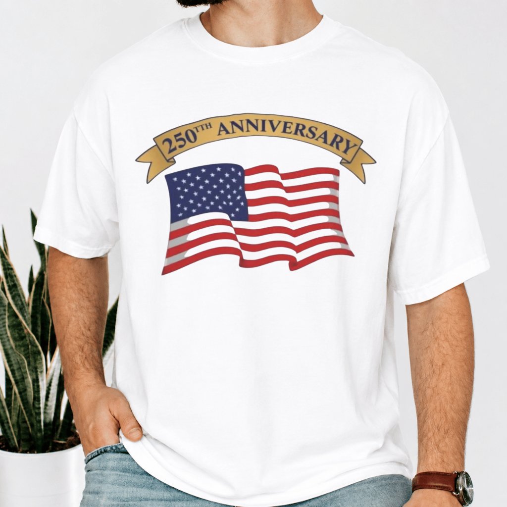 Comfort Colors 250th Anniversary USA Shirt | Retro 1776-2026 Flag Tee - detail view