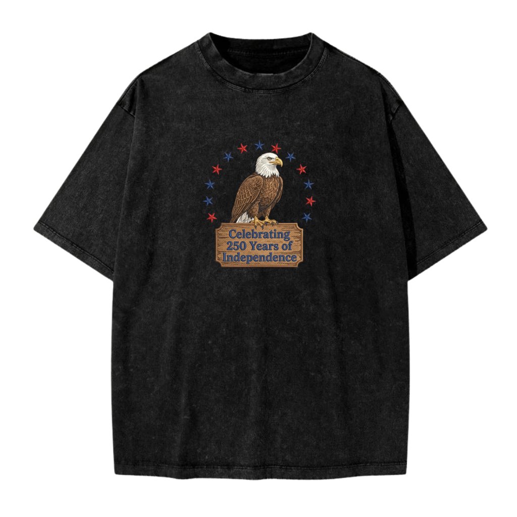 Vintage 250th Independence Day Bald Eagle Washed Graphic Tee - front view