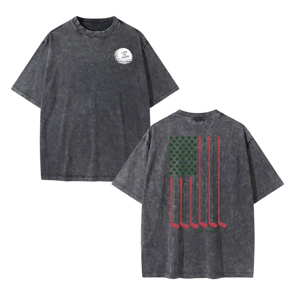 Vertical USA Flag Golf Wash Tee – 4th of July Gift for Golfer Funny Vintage - front view