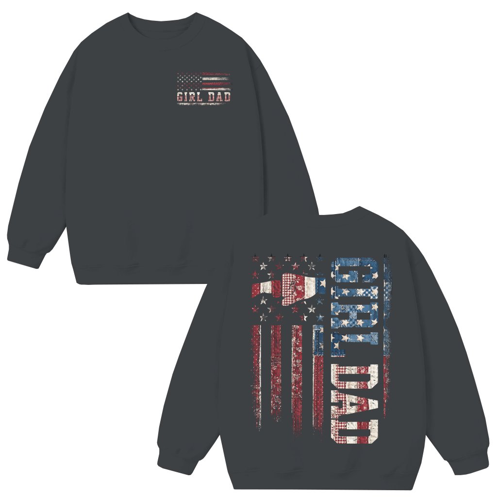 Girl Dad Fist Bump Sweatshirt – Father's Day Gift for Dad Patriotic - front view