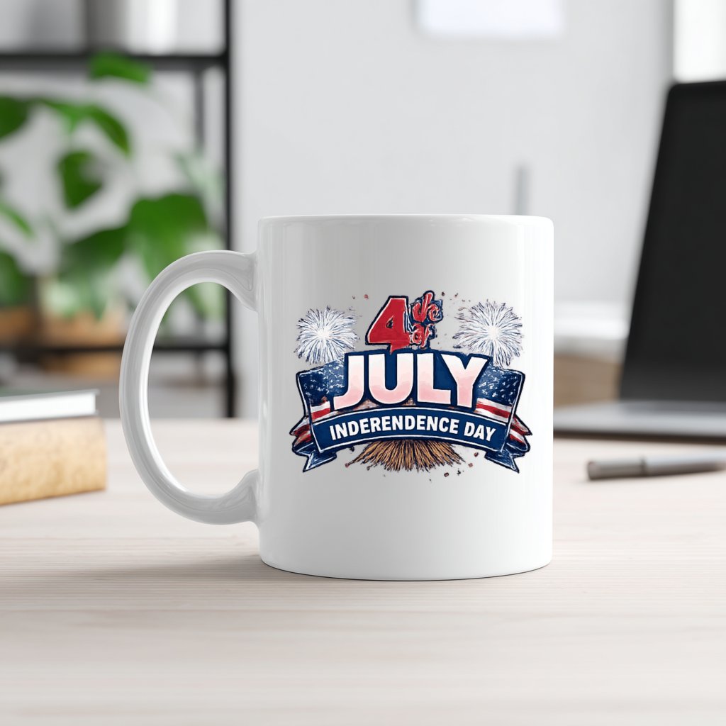 Patriotic Eagle USA White Mug – 4th of July Vintage Gift for Men Women - front view