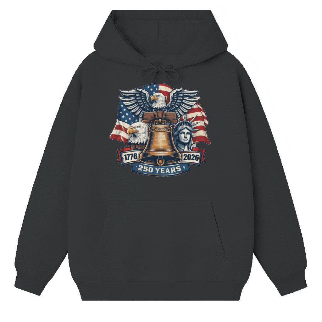 USA 250 Liberty Bell Eagle Hoodie – Independence Day Patriotic Gift American Heritage - front view