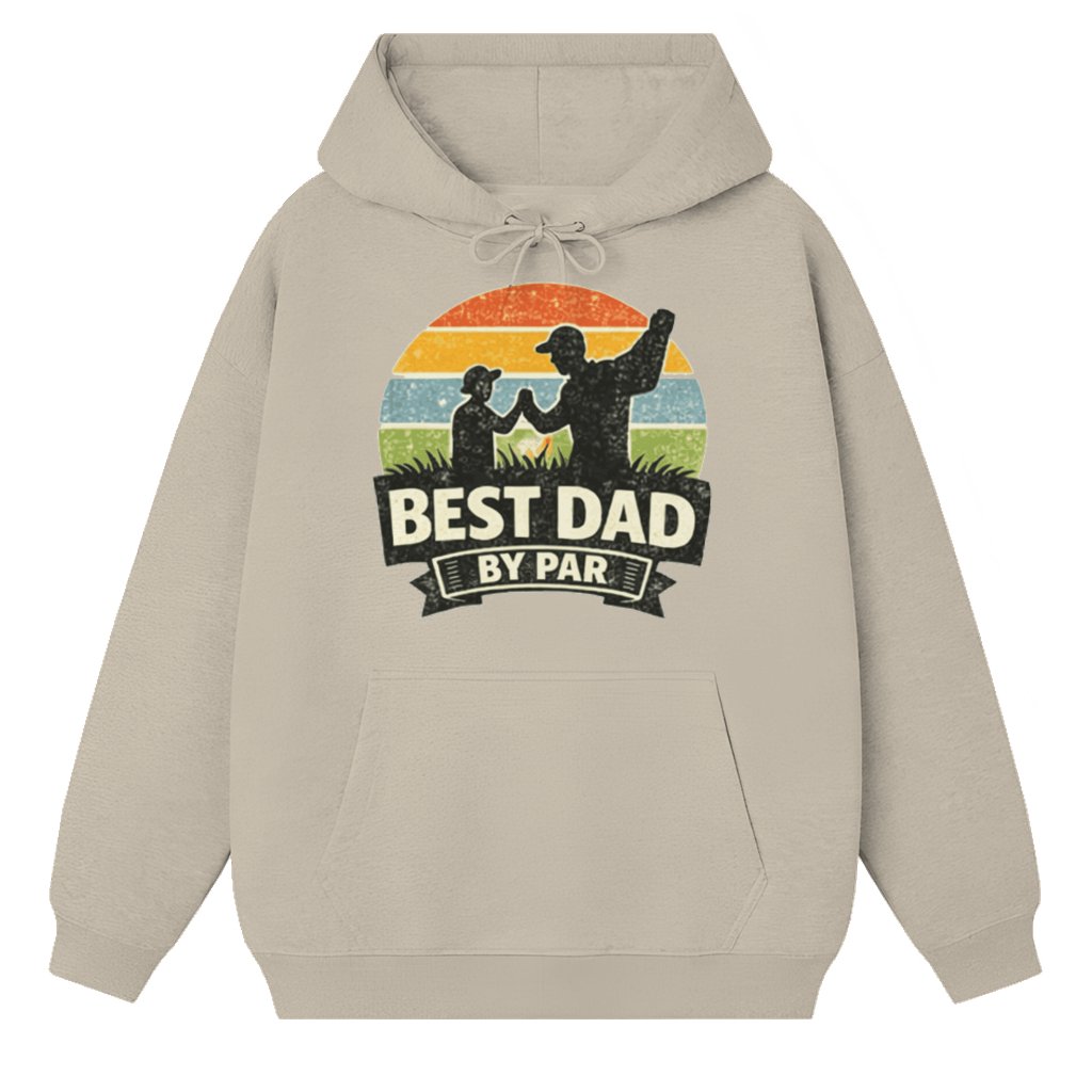 Best Dad By Par Golf Retro Graphic, Dad and Kid Golf Bond Design, Funny Father’s Day Gift - Hoodie - front view